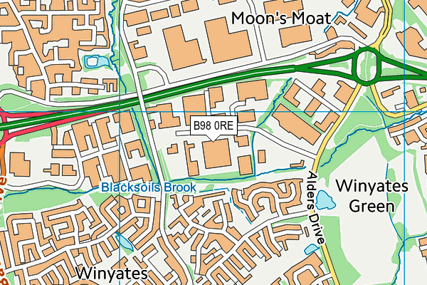 B98 0RE map - OS VectorMap District (Ordnance Survey)