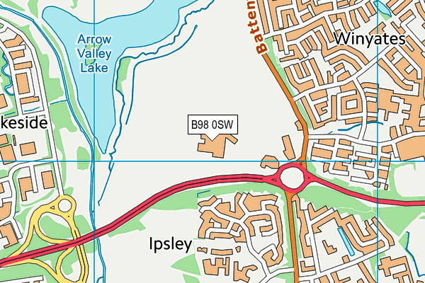 B98 0SW map - OS VectorMap District (Ordnance Survey)