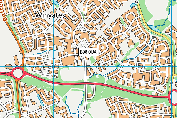 B98 0UA map - OS VectorMap District (Ordnance Survey)