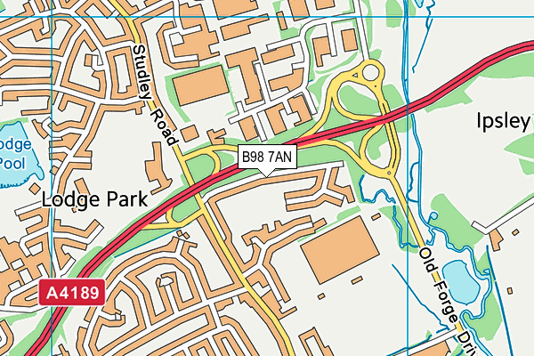 B98 7AN map - OS VectorMap District (Ordnance Survey)