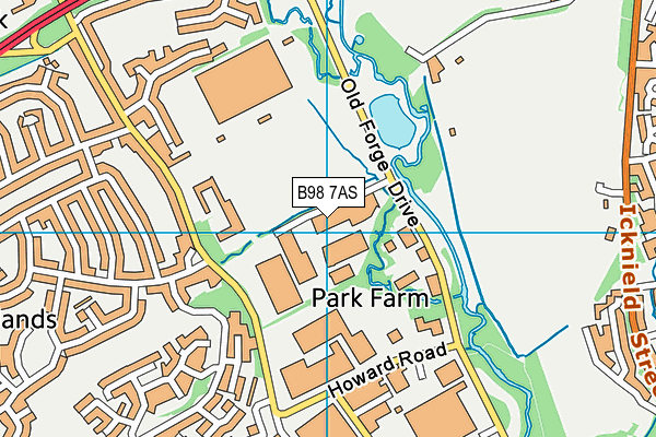 B98 7AS map - OS VectorMap District (Ordnance Survey)