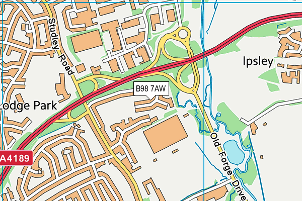 B98 7AW map - OS VectorMap District (Ordnance Survey)