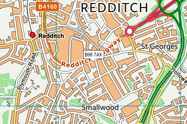 B98 7AX map - OS VectorMap District (Ordnance Survey)