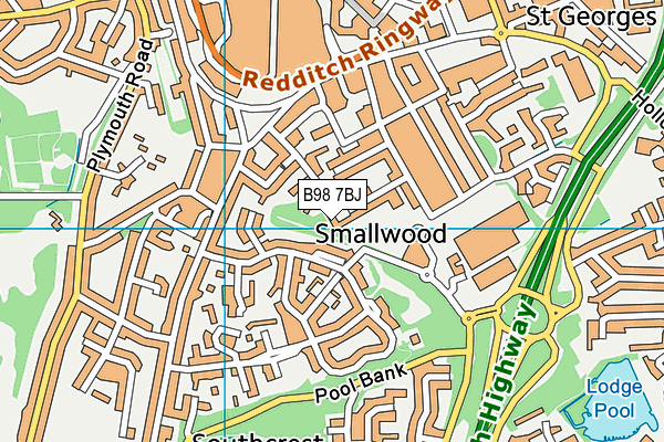 B98 7BJ map - OS VectorMap District (Ordnance Survey)