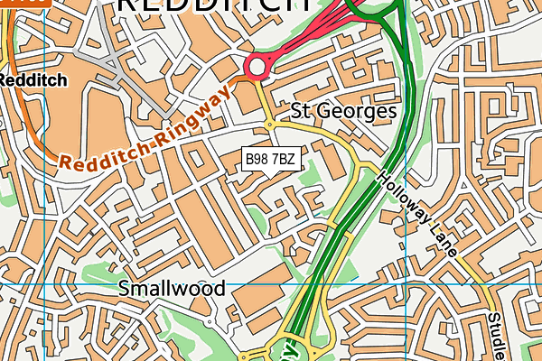 B98 7BZ map - OS VectorMap District (Ordnance Survey)