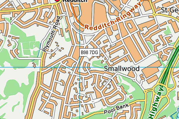 B98 7DG map - OS VectorMap District (Ordnance Survey)