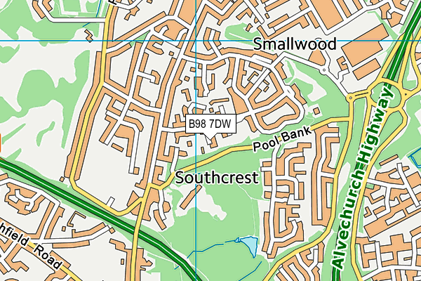 B98 7DW map - OS VectorMap District (Ordnance Survey)