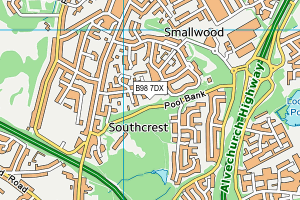 B98 7DX map - OS VectorMap District (Ordnance Survey)