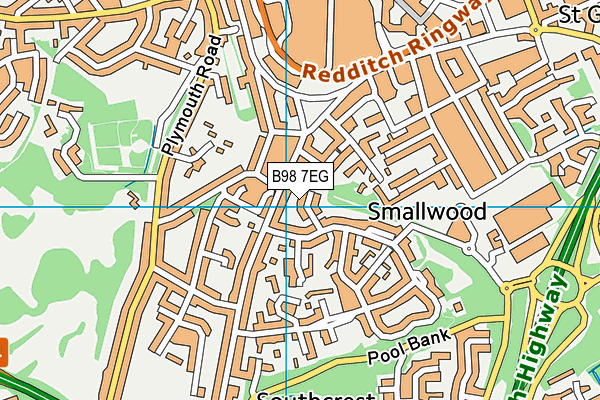 B98 7EG map - OS VectorMap District (Ordnance Survey)