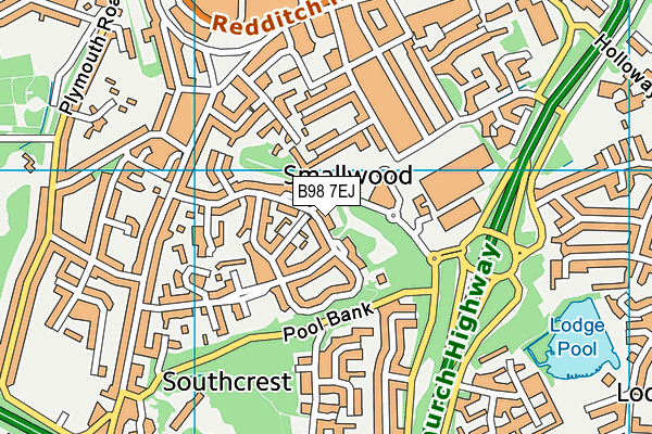 B98 7EJ map - OS VectorMap District (Ordnance Survey)