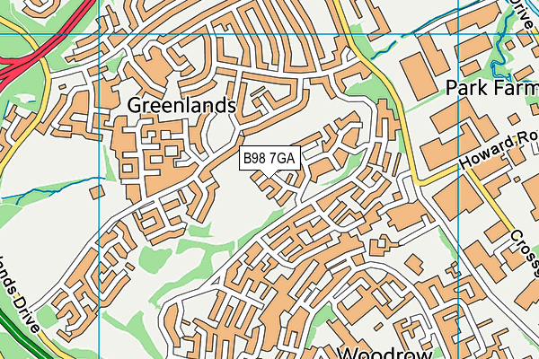 B98 7GA map - OS VectorMap District (Ordnance Survey)