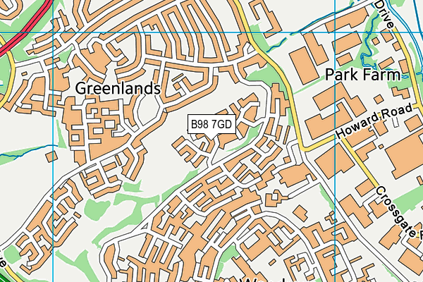 B98 7GD map - OS VectorMap District (Ordnance Survey)