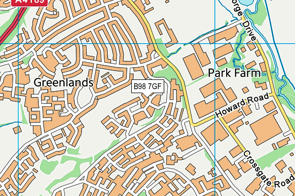 B98 7GF map - OS VectorMap District (Ordnance Survey)