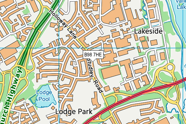 B98 7HE map - OS VectorMap District (Ordnance Survey)