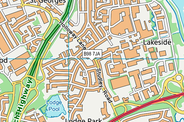 B98 7JA map - OS VectorMap District (Ordnance Survey)