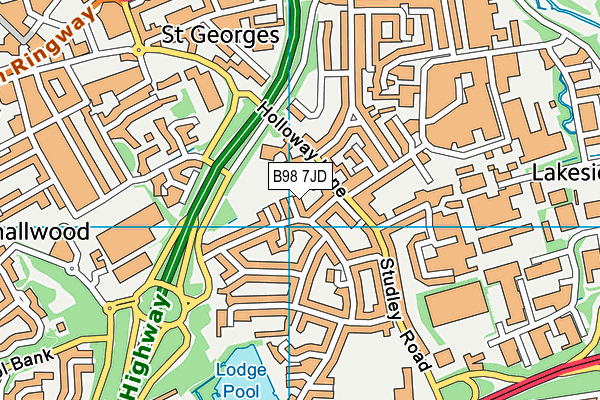 B98 7JD map - OS VectorMap District (Ordnance Survey)