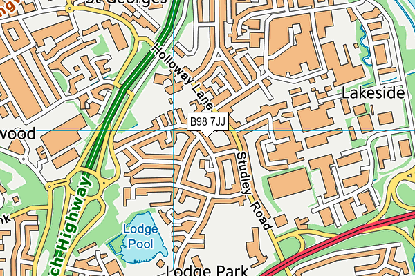 B98 7JJ map - OS VectorMap District (Ordnance Survey)