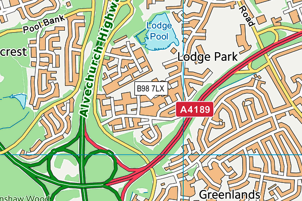 B98 7LX map - OS VectorMap District (Ordnance Survey)