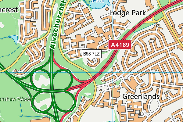 B98 7LZ map - OS VectorMap District (Ordnance Survey)