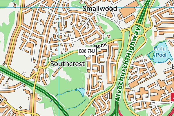 B98 7NJ map - OS VectorMap District (Ordnance Survey)