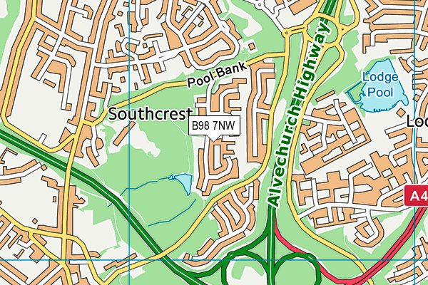 B98 7NW map - OS VectorMap District (Ordnance Survey)