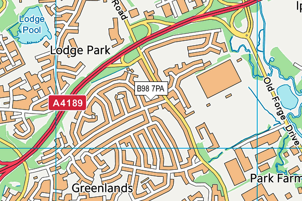 B98 7PA map - OS VectorMap District (Ordnance Survey)