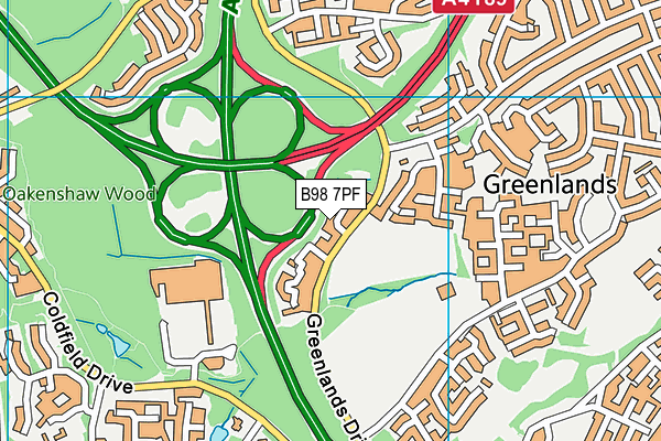 B98 7PF map - OS VectorMap District (Ordnance Survey)