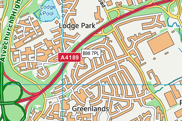 B98 7PL map - OS VectorMap District (Ordnance Survey)