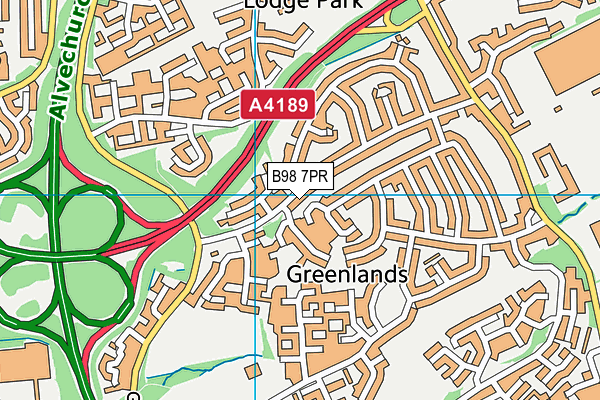 B98 7PR map - OS VectorMap District (Ordnance Survey)