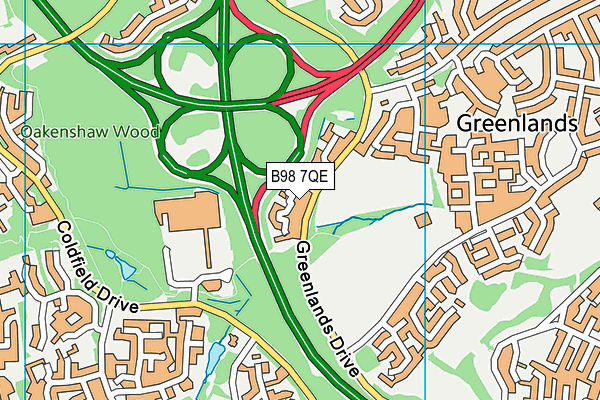 B98 7QE map - OS VectorMap District (Ordnance Survey)