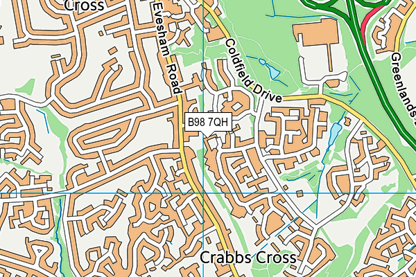 B98 7QH map - OS VectorMap District (Ordnance Survey)