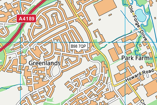 B98 7QP map - OS VectorMap District (Ordnance Survey)