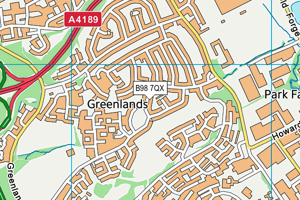 B98 7QX map - OS VectorMap District (Ordnance Survey)