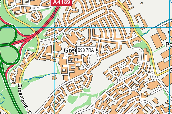 B98 7RA map - OS VectorMap District (Ordnance Survey)