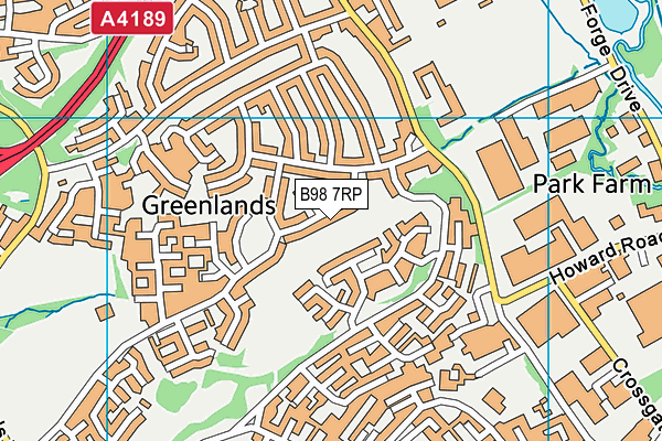 B98 7RP map - OS VectorMap District (Ordnance Survey)