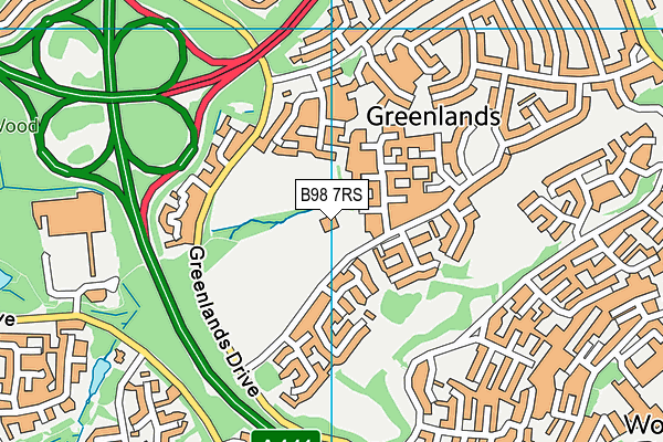 Greenlands Playing Fields map (B98 7RS) - OS VectorMap District (Ordnance Survey)