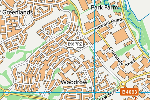 B98 7RZ map - OS VectorMap District (Ordnance Survey)