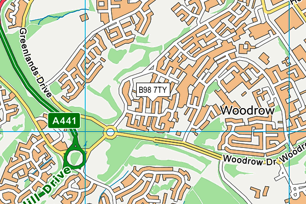 B98 7TY map - OS VectorMap District (Ordnance Survey)