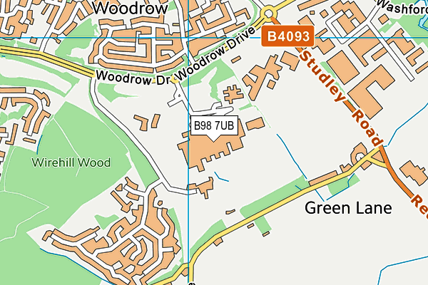 B98 7UB map - OS VectorMap District (Ordnance Survey)