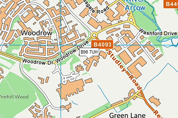 Tudor Grange Academy Redditch map (B98 7UH) - OS VectorMap District (Ordnance Survey)