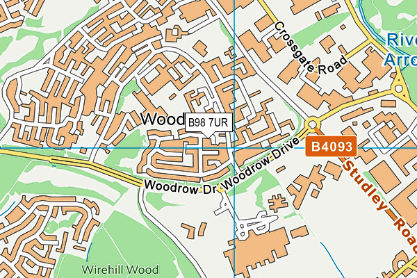 B98 7UR map - OS VectorMap District (Ordnance Survey)