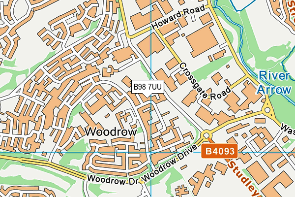 B98 7UU map - OS VectorMap District (Ordnance Survey)