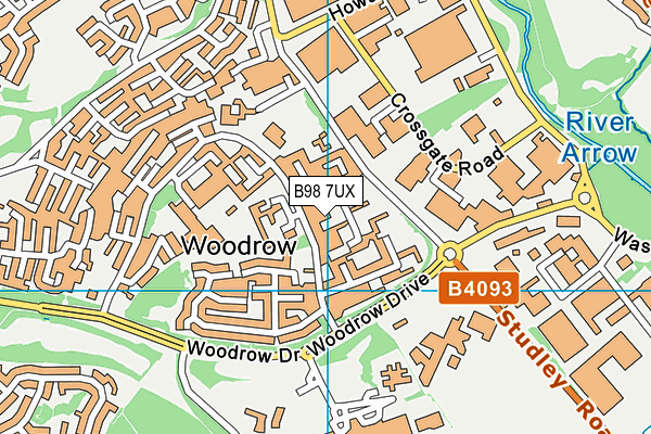 B98 7UX map - OS VectorMap District (Ordnance Survey)