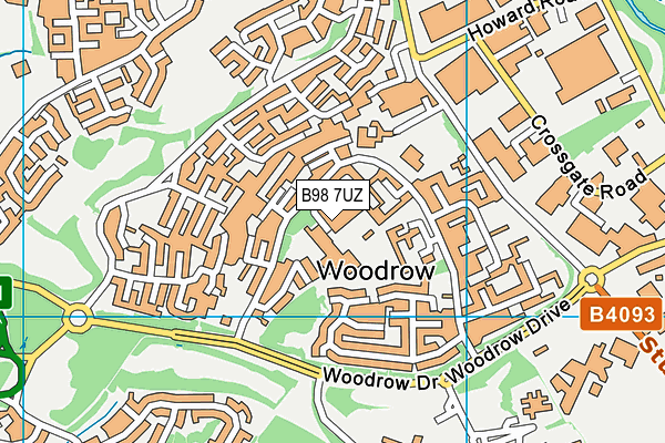 Woodrow First School map (B98 7UZ) - OS VectorMap District (Ordnance Survey)