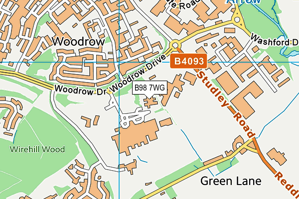 B98 7WG map - OS VectorMap District (Ordnance Survey)