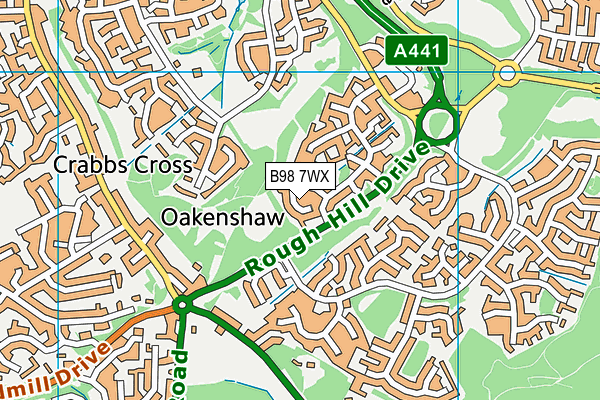 B98 7WX map - OS VectorMap District (Ordnance Survey)