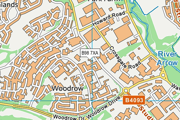 B98 7XA map - OS VectorMap District (Ordnance Survey)