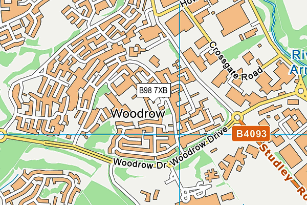 B98 7XB map - OS VectorMap District (Ordnance Survey)