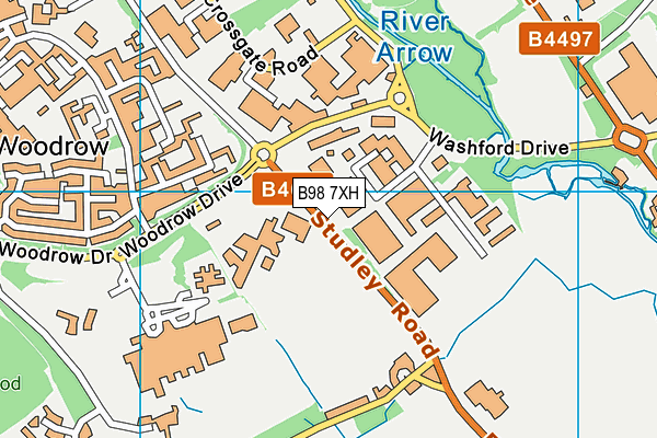 B98 7XH map - OS VectorMap District (Ordnance Survey)