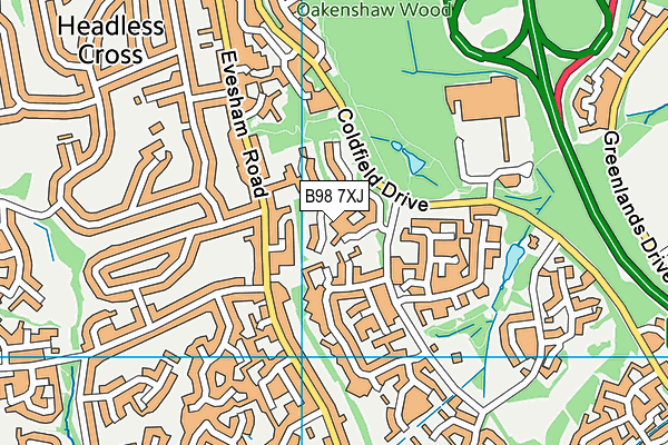 B98 7XJ map - OS VectorMap District (Ordnance Survey)